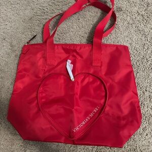 Victoria's Secret Red Tote Bag with Glossy Finish